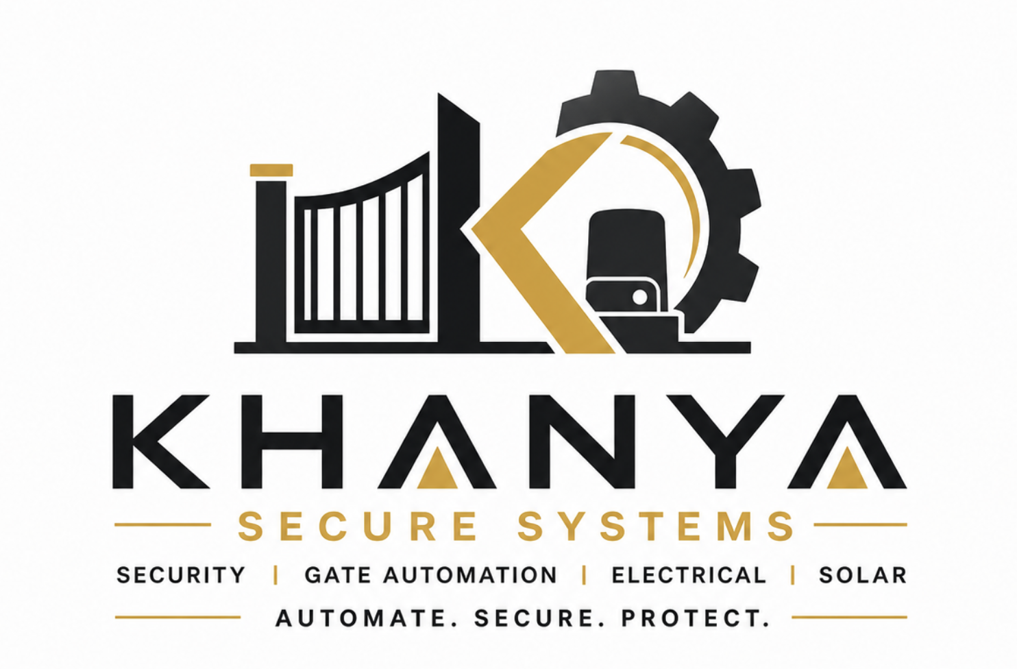 Khanya Secure Systems logo, featuring a gear, graph, and door.